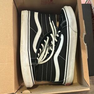 Vans Black and White High-Top Sneakers Sk8-HI Slim